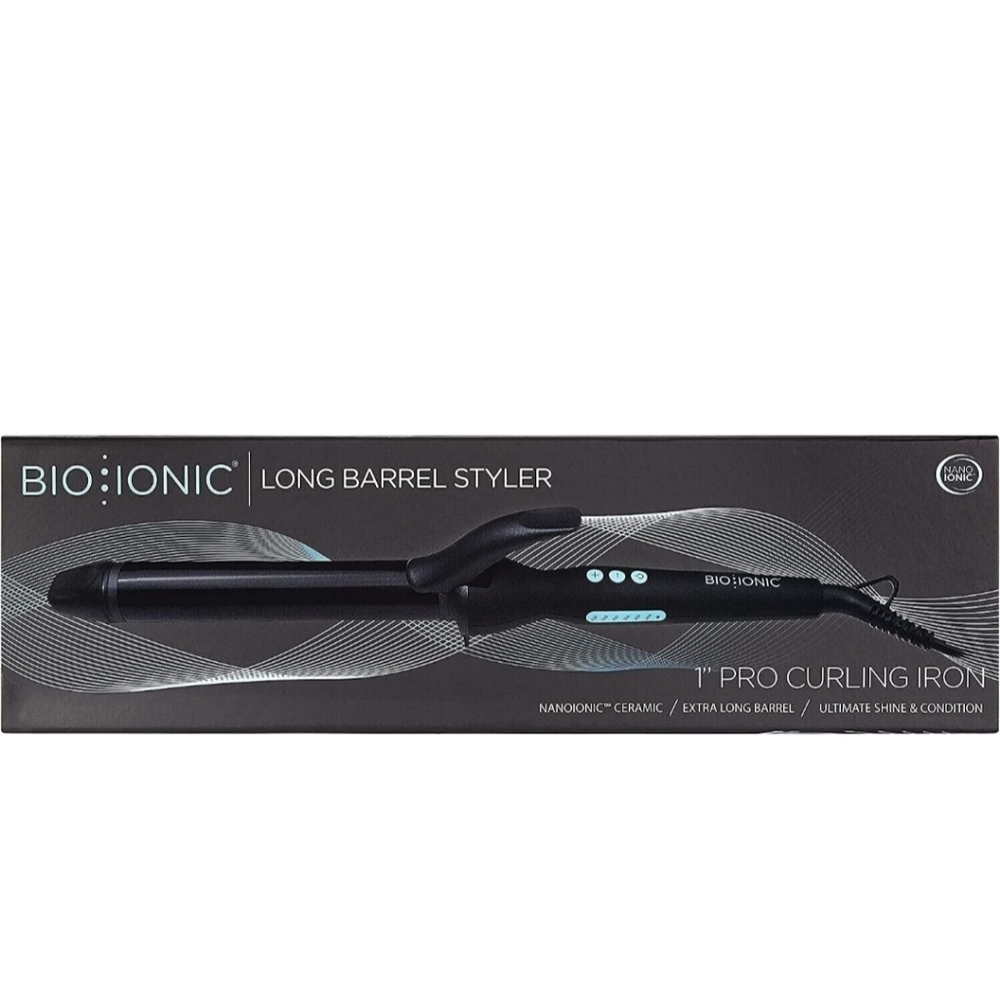 Bio Ionic Black Long Barrel Curling Iron - 1" Pro Styling Tool - Picture 4 of 6
